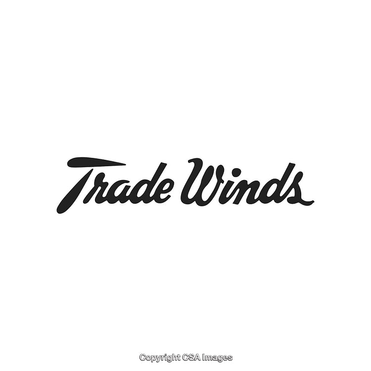 Stylish Cursive Logo Design With Trade Winds Typography on White Background