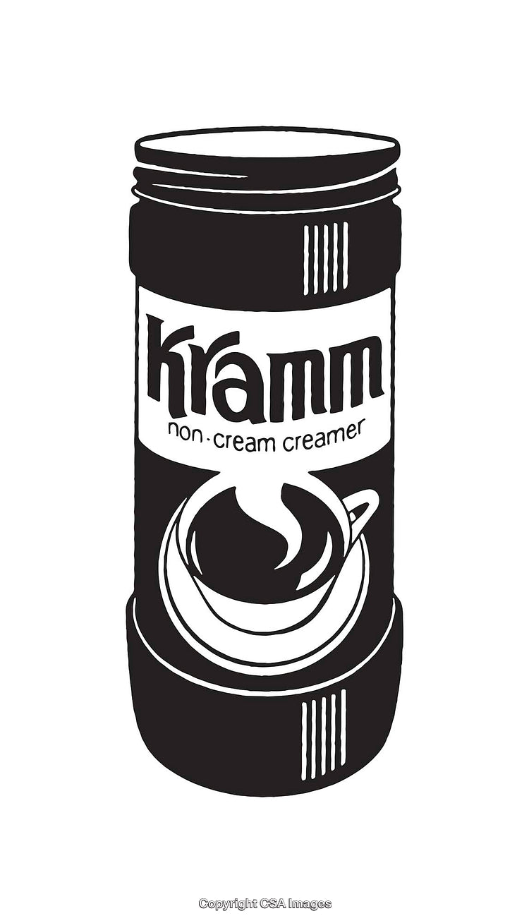 Black and White Line Art Illustration of a Coffee Creamer Jar