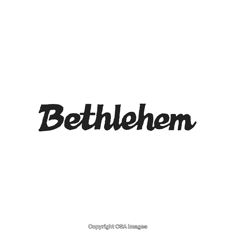 Bold Handwritten Text of the Word 'Bethlehem' in Black Lettering