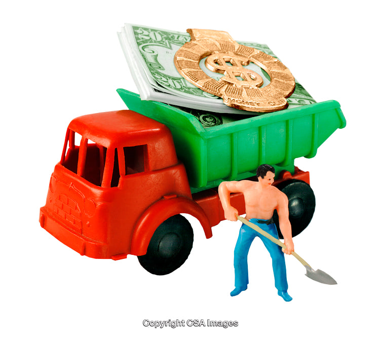 Colorful Toy Set Depicting Construction With Truck, Worker, and Money