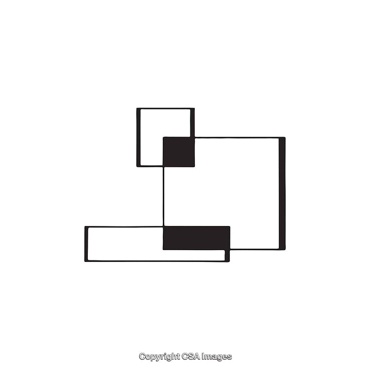 Minimalist Abstract Geometric Composition with Black and White Shapes
