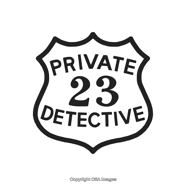 Vintage Private Detective Badge Icon in Black and White Design