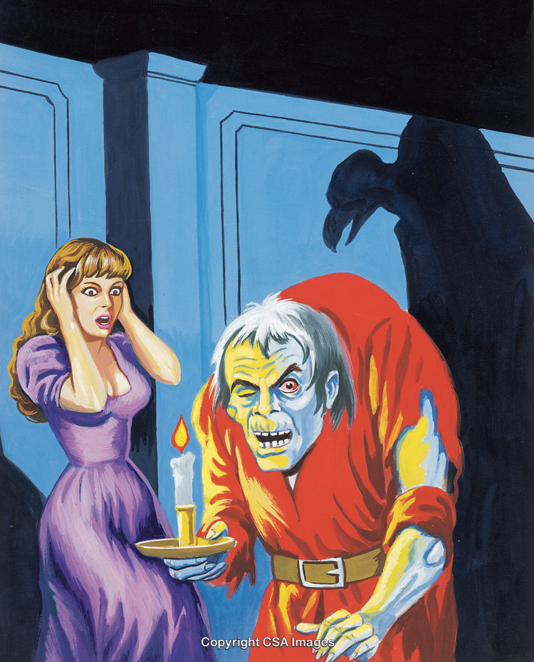 Illustration of a Spooky Encounter in a Gloomy Setting