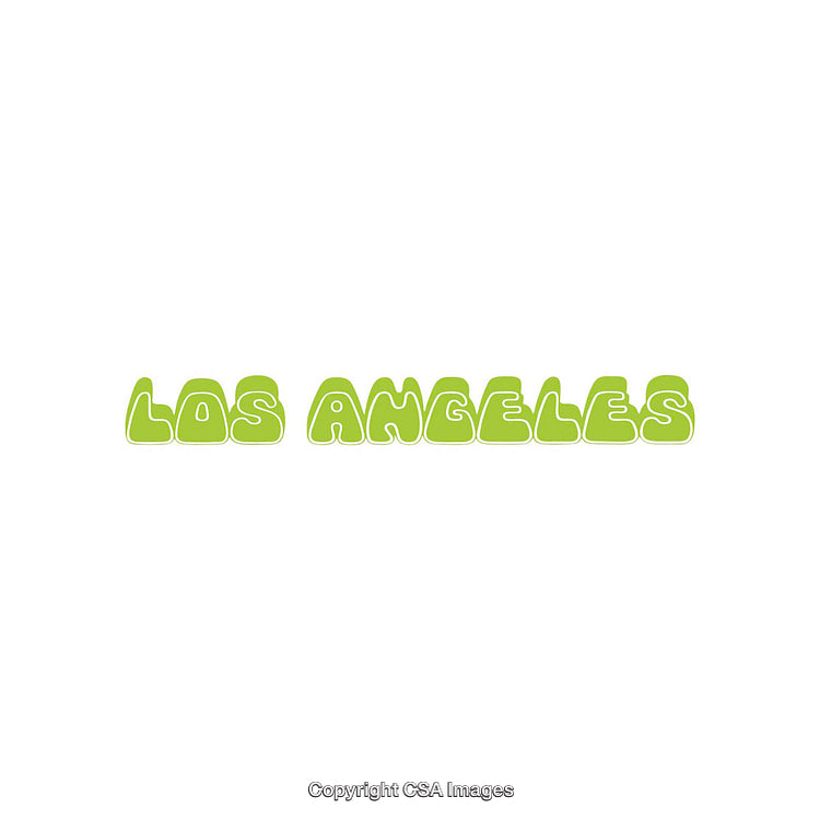 Green Bold Text Depicting Los Angeles on a White Background