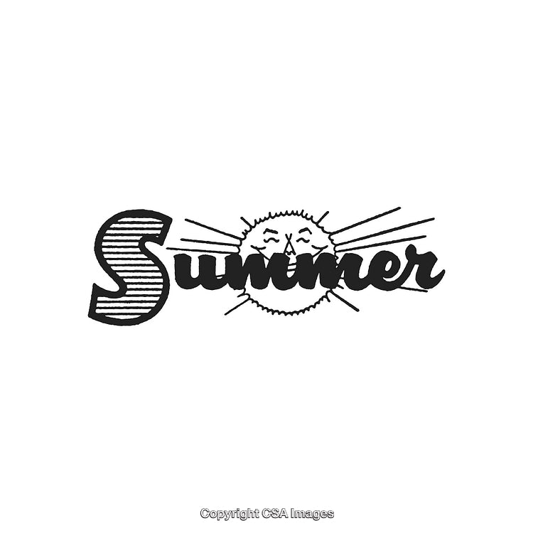 Illustrated Summer Text with Sun Featuring a Playful and Creative Design