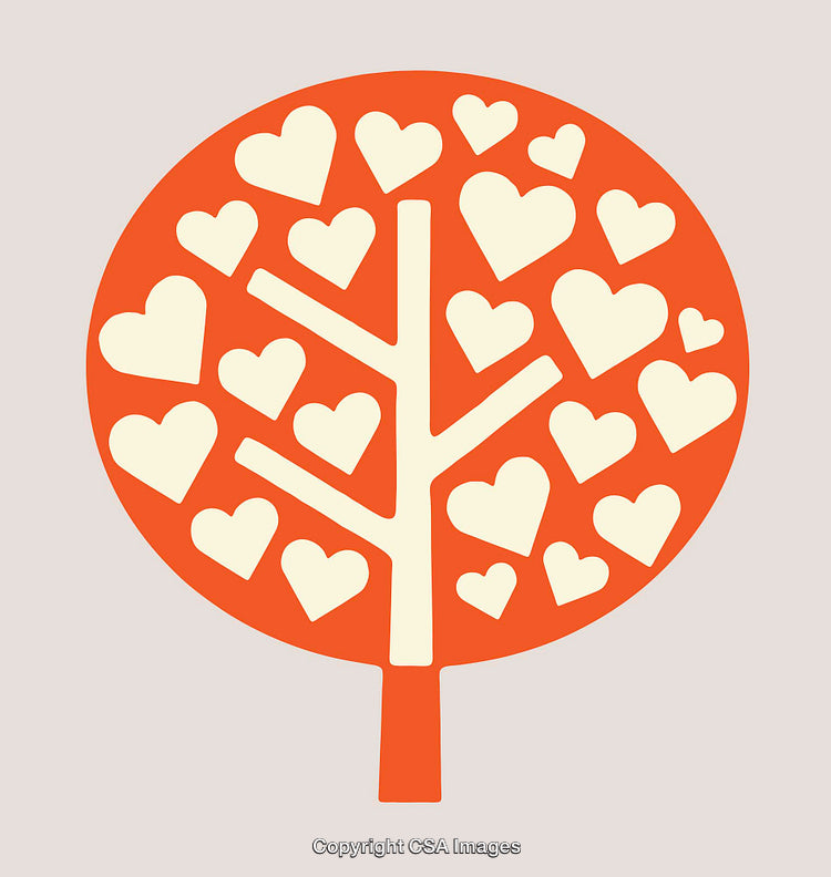 Illustration of a Tree with Heart Shapes as Leaves