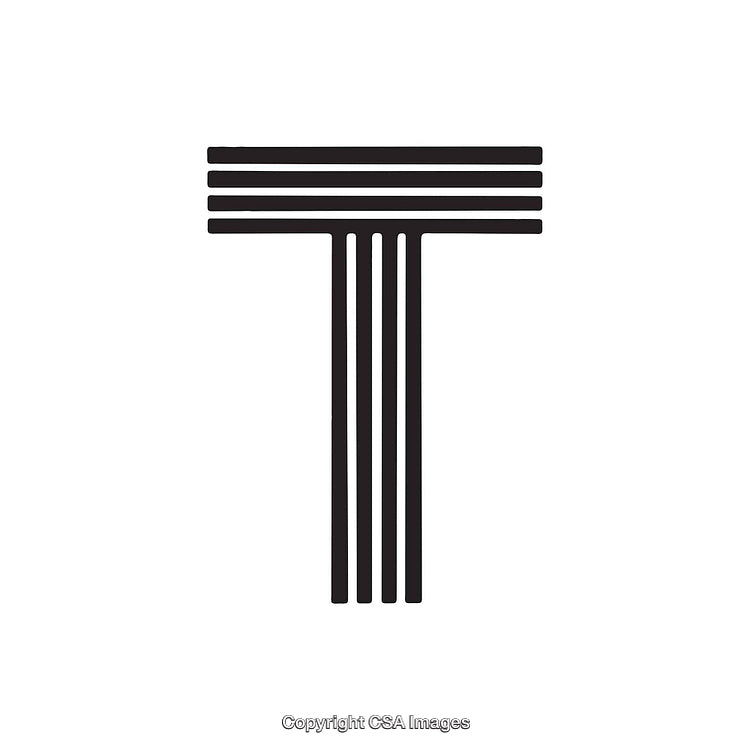 Stylized Geometric Illustration of Letter T with Horizontal Lines Design