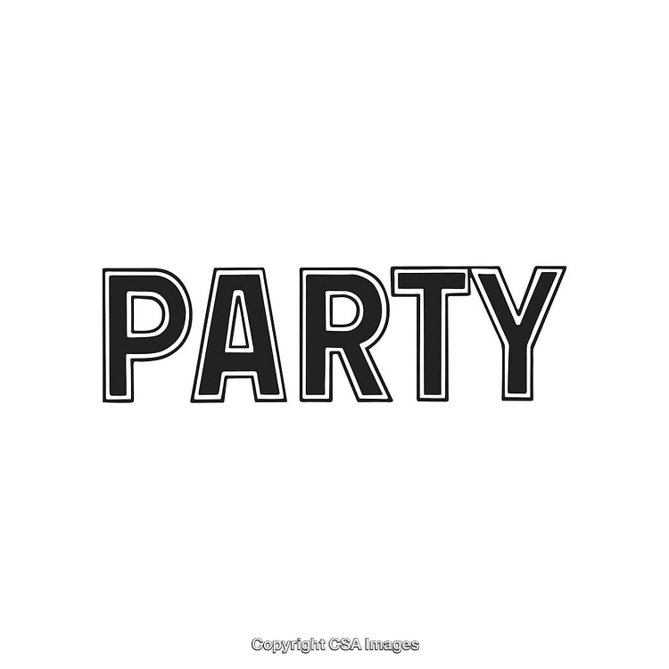Bold Black Text Displaying the Word Party on a White Background