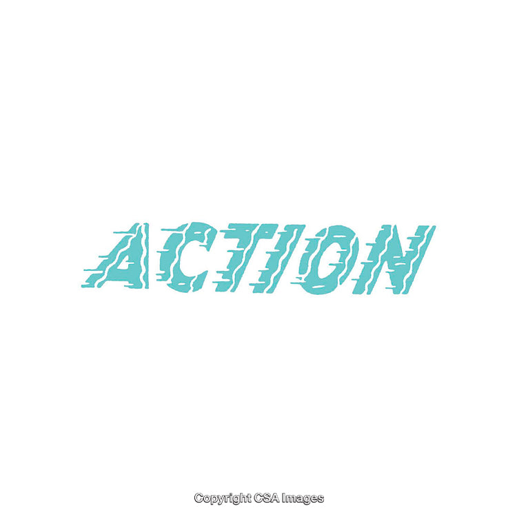 Dynamic Typography Artwork Featuring the Word 'Action' in Vibrant Style