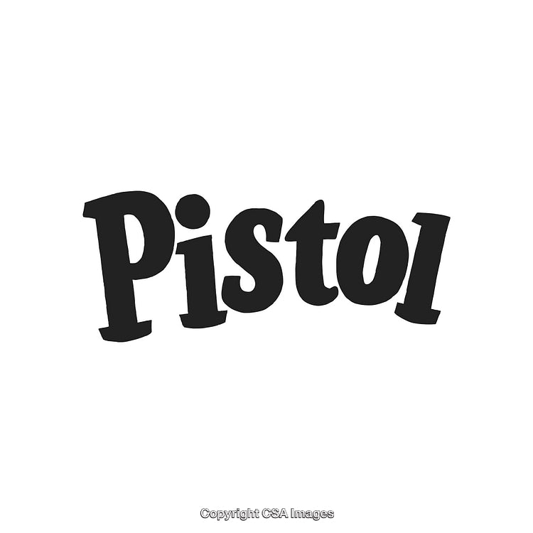 Illustration of Bold Text Displaying the Word Pistol in Black Lettering