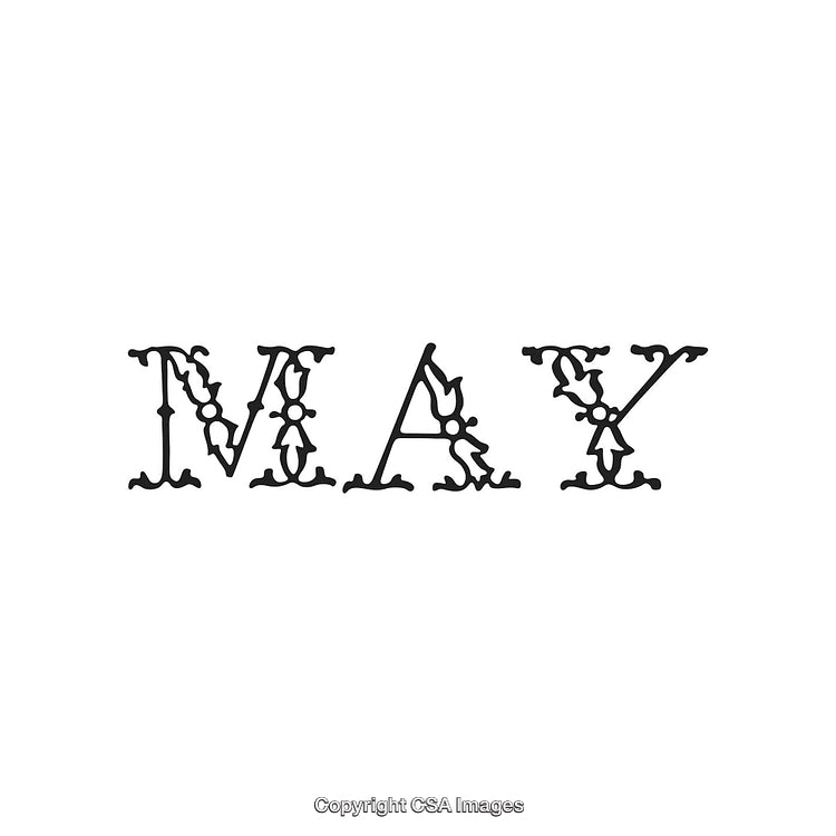 Decorative Lettering Of The Word May With Ornamental Patterns