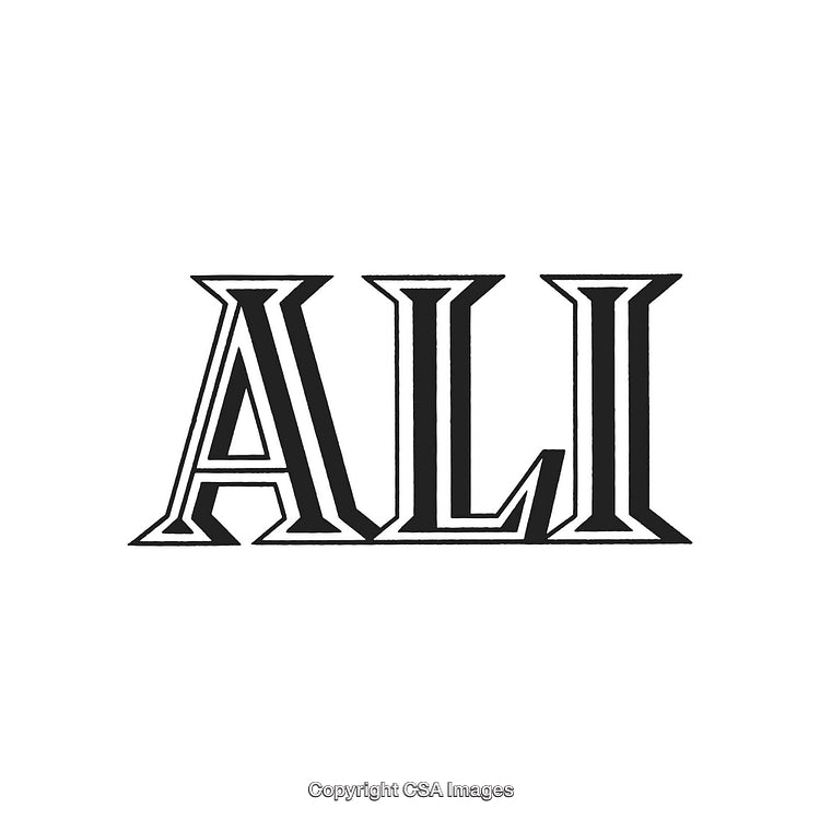 Bold Monogram Style Typography Featuring the Word 'ALI' in Classic Black and White