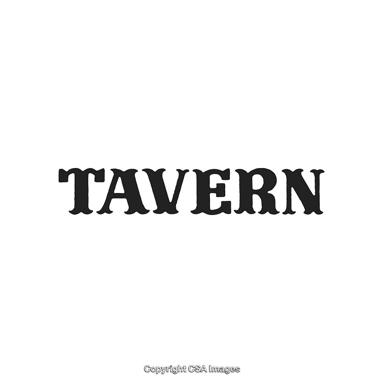 Rustic Tavern Sign with Traditional Font on White Background