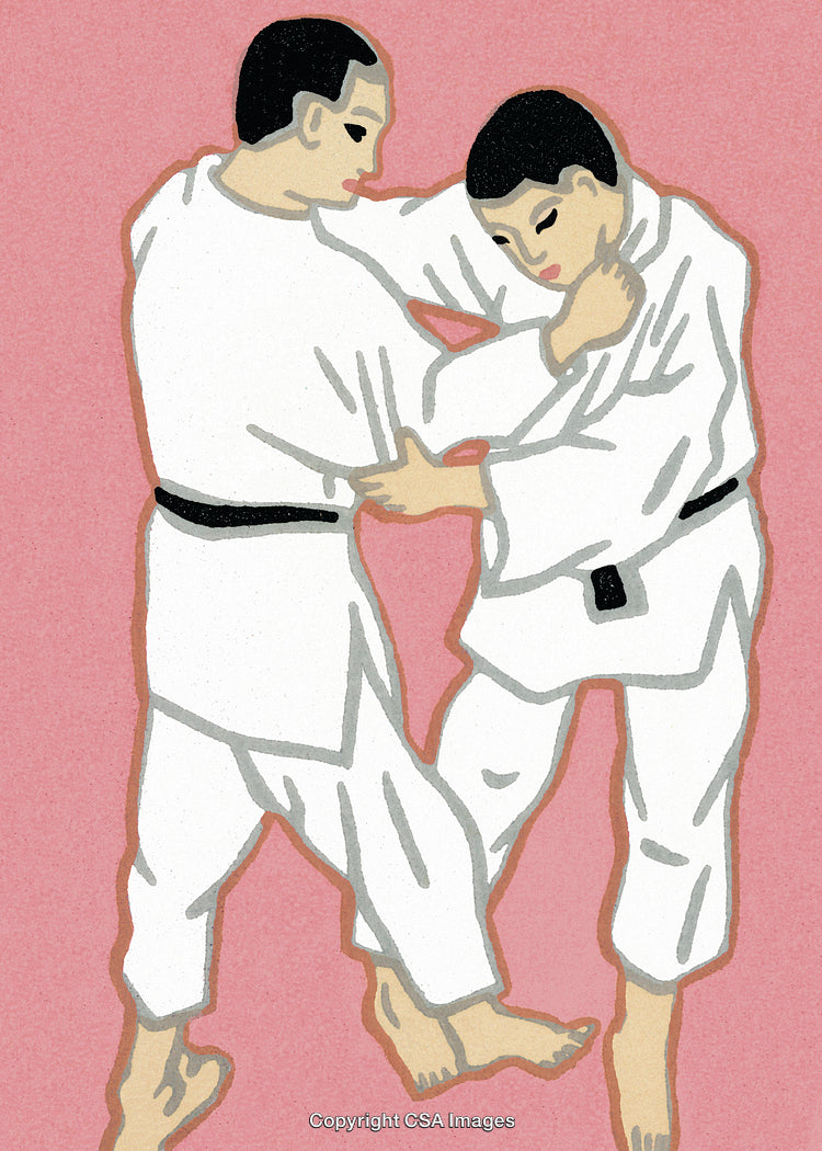 Two Men Practicing Karate