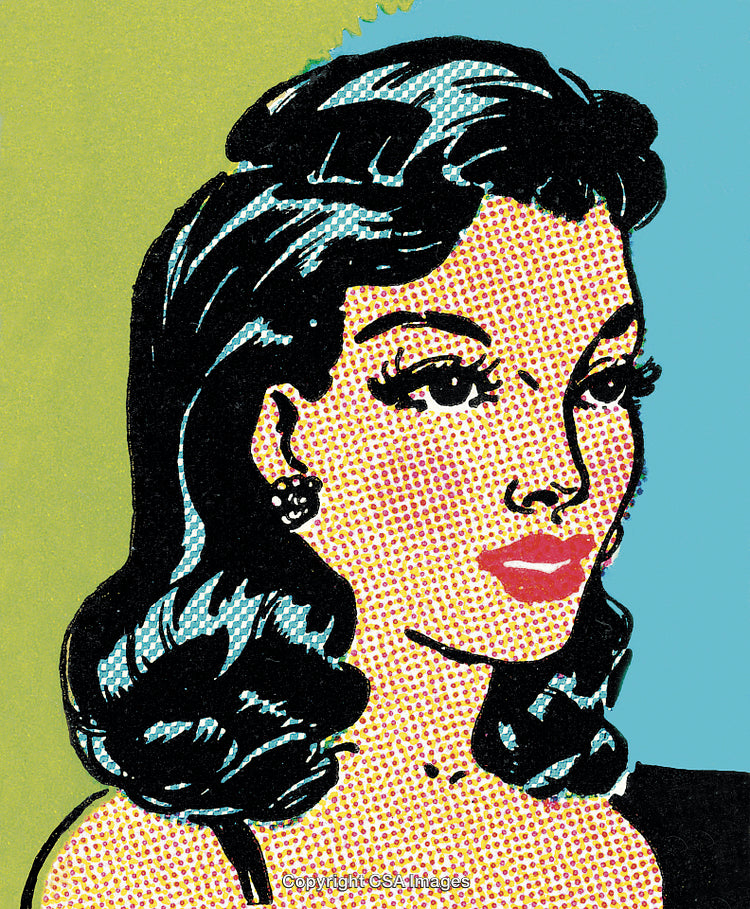 Pop Art Style Illustration of a Woman in Retro Comic Book Design