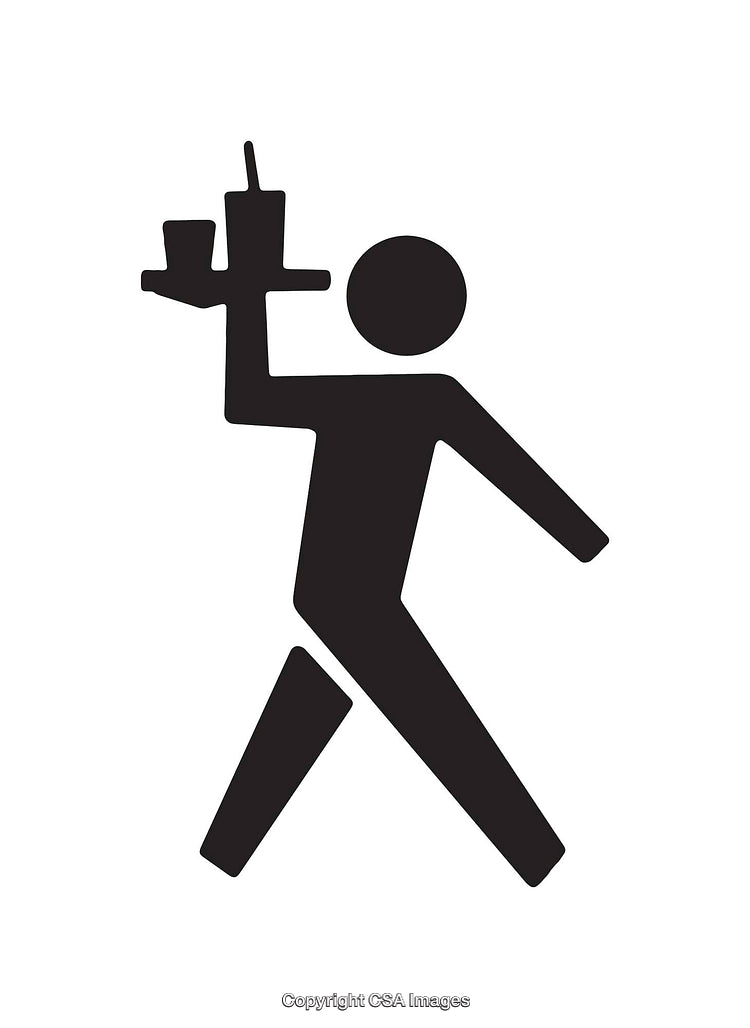 Minimalist Black and White Icon of a Serving Person