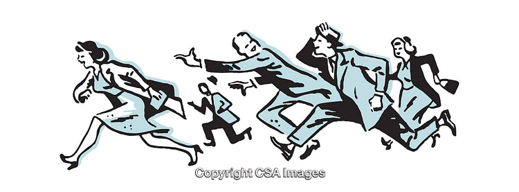 Dynamic Illustration of Business People Running with Competitive Spirit