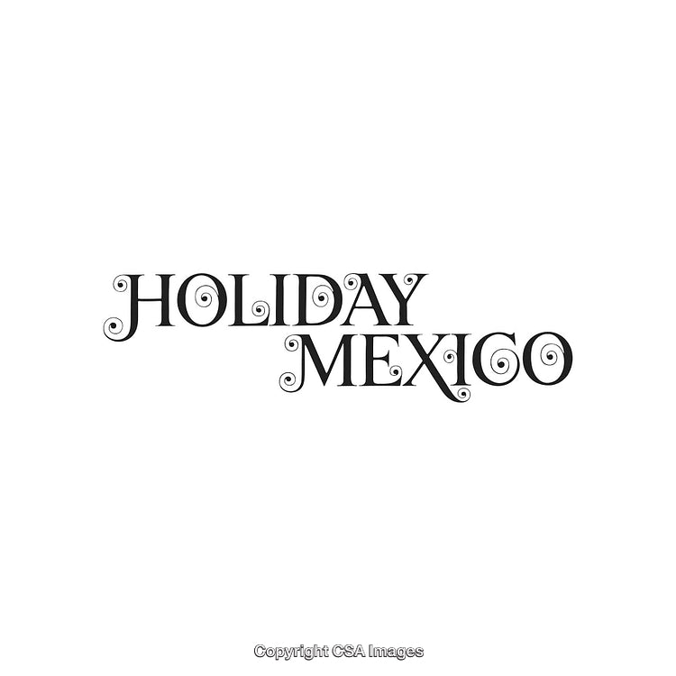 Elegant Holiday Mexico Text in Decorative Font on White Background