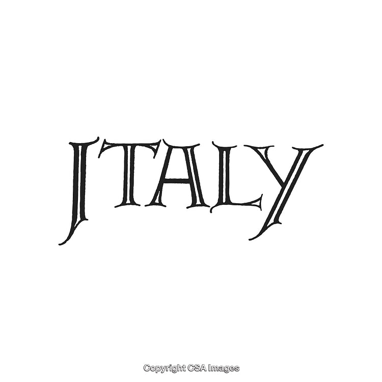 Artistic Typography Featuring the Word Italy in Gothic Calligraphy Style
