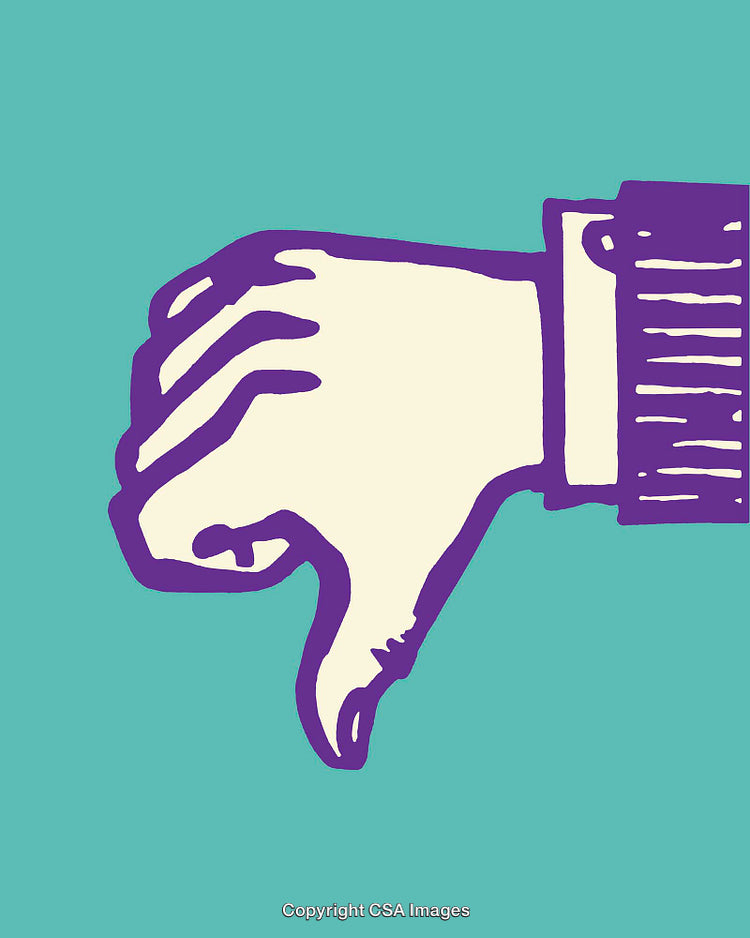 Stylized Line Art Hand Gesture Showing Thumbs Down in Vibrant Colors