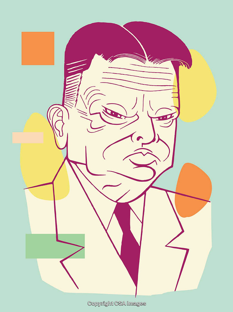Abstract Line Art Illustration of a Person on Colorful Background