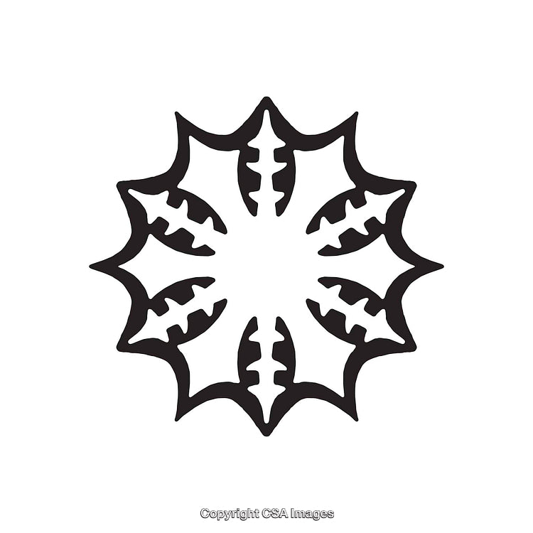 Black and White Decorative Abstract Shape Symbol with Symmetry and Pattern