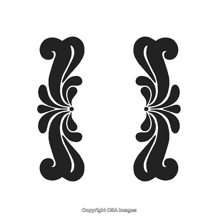 Artistic Black and White Decorative Ornamental Elements for Elegant Designs
