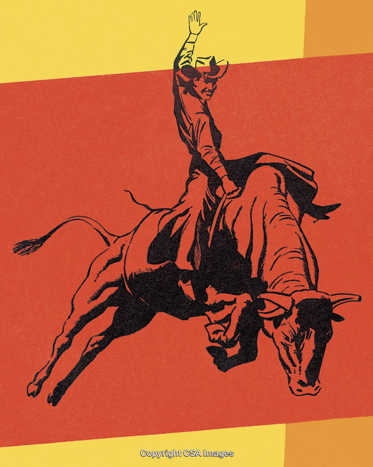 Cowboy Riding a Steer