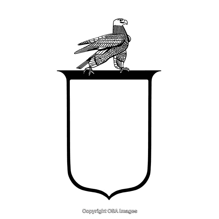 Black and White Falcon-Themed Crest Outline with Elegant Minimalist Design