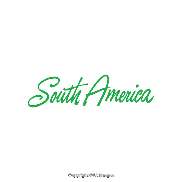 Elegant South America Script in Green on White Background