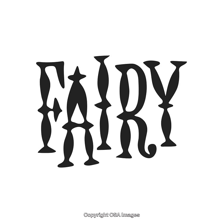 Fairy-Themed Typography in a Vintage Decorative Font Style on White
