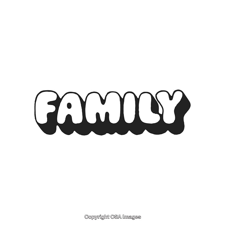Black And White Family Text With Chunky 3D Style