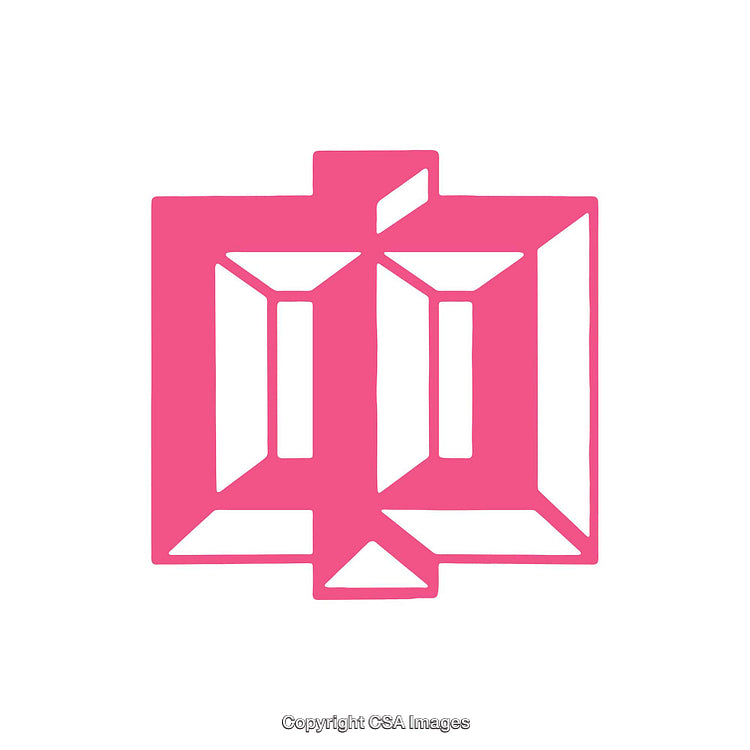 Pink Geometric Illustration Representing a Greek Phi Symbol