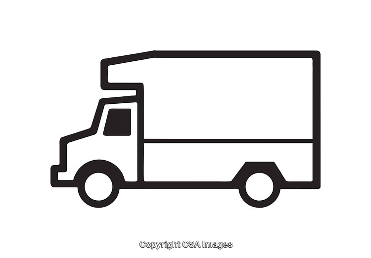 Stylized Black and White Line Art of a Truck or Van