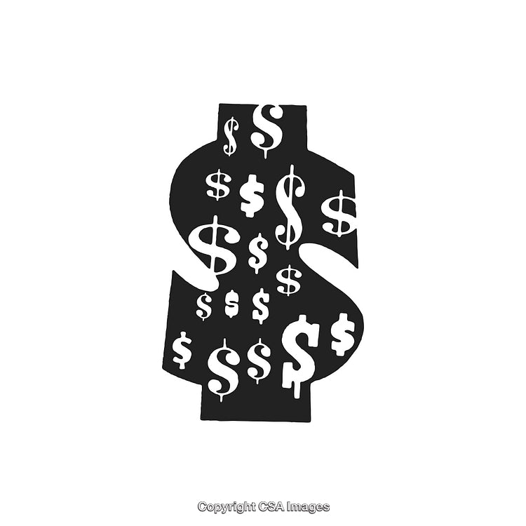 Artistic Composition of Financial Symbol With Repeated Dollar Signs on Black
