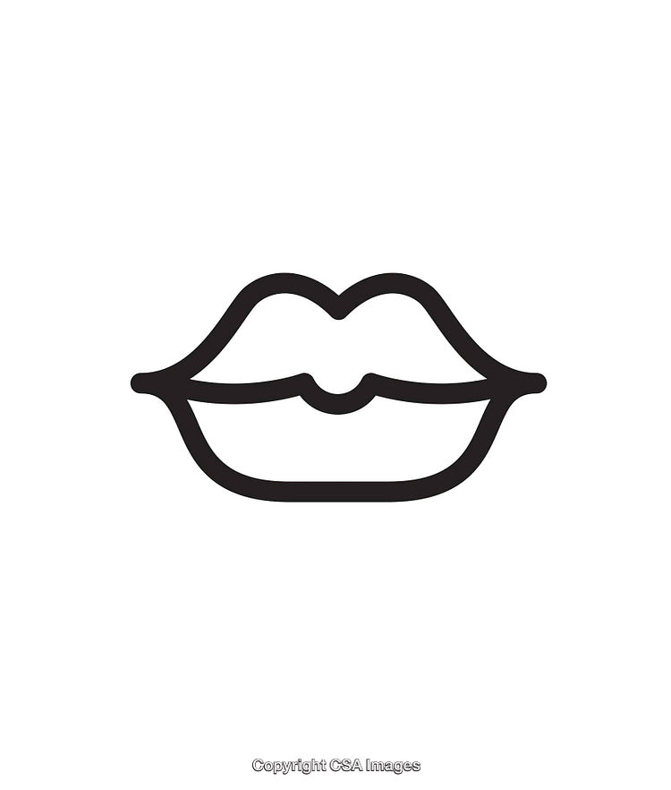Minimalistic Black and White Lips Icon in Simple Design