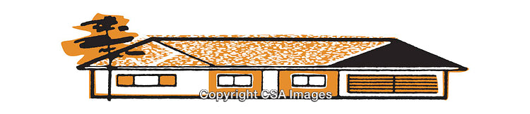 Colorful Illustration of a Cozy House with Orange and Black Details
