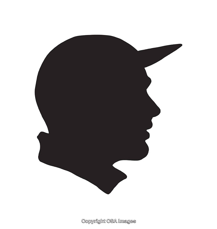 Silhouette of Person Wearing a Cap Facing Sideways on White Background