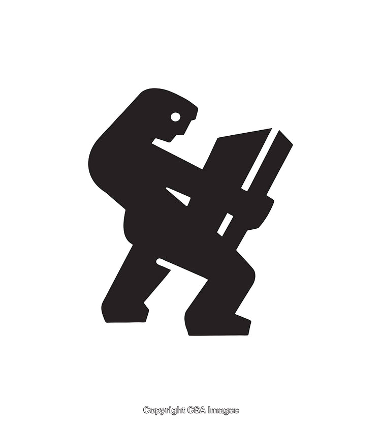 Stylized Black-and-White Figure Icon Depicting Motion or Strength