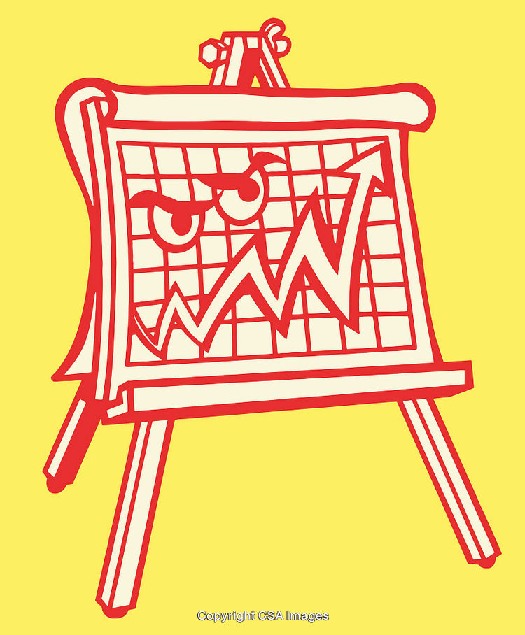 Abstract Chart Illustration with Angry Expression in Bold Red on Yellow Background