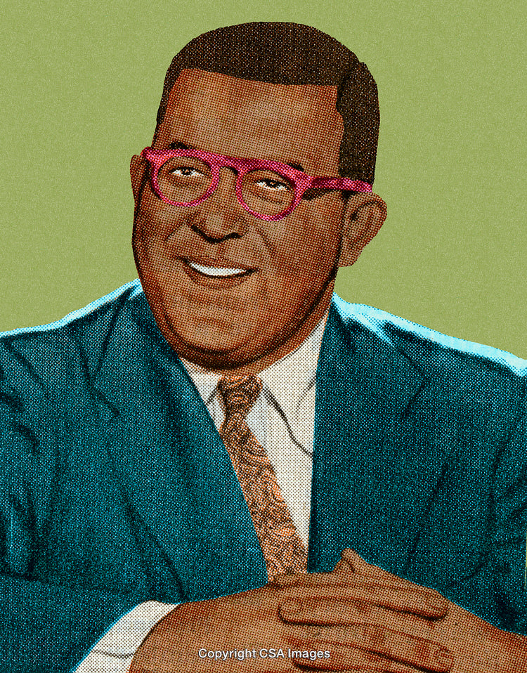 Smiling Man With Glasses in Business Attire on Textured Background