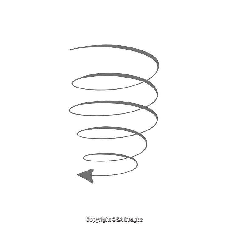 Spiral Arrow Design with Minimalistic Black Lines on White Background