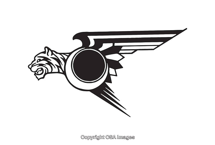 Black and White Stylized Winged Tiger Line Art Design