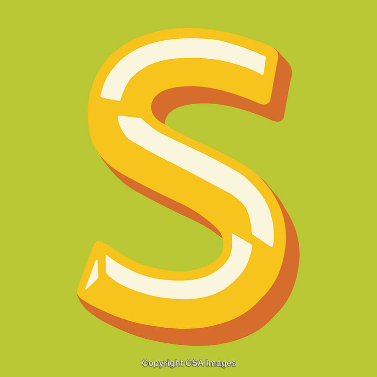 Bright 3D Letter S with Bold Yellow Design on Green Background