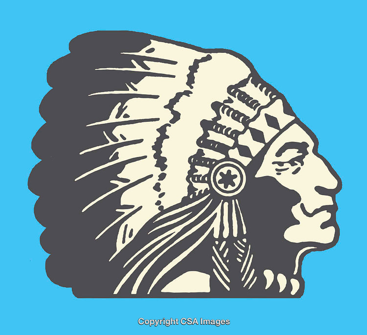 Vintage Illustration of a Headdress Profile on Vibrant Background