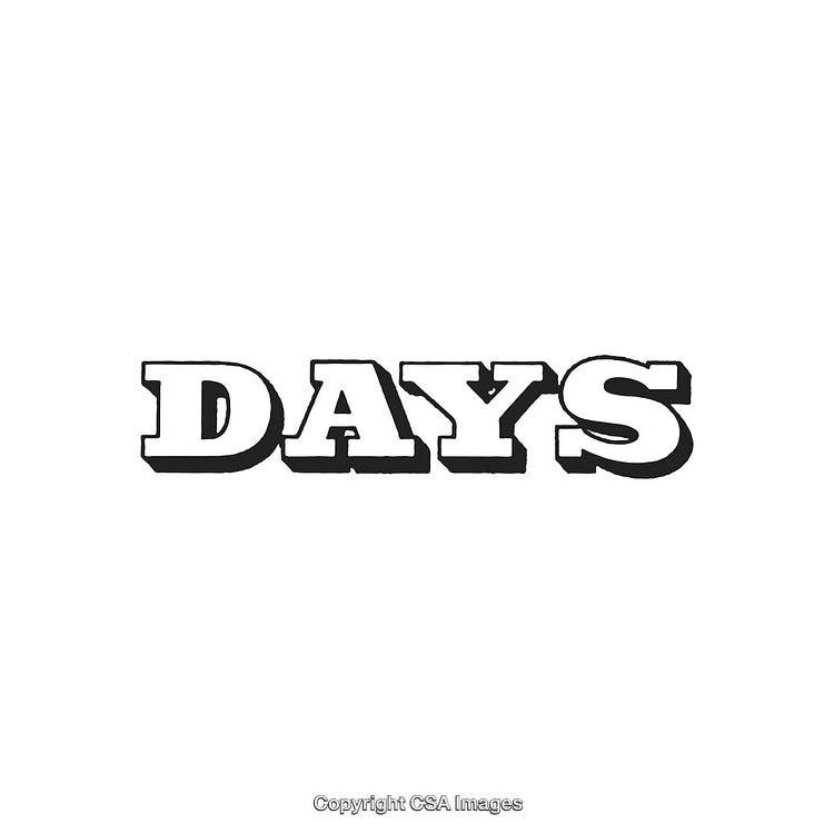 Bold Text Depicting the Word 'Days' in Black and White Design