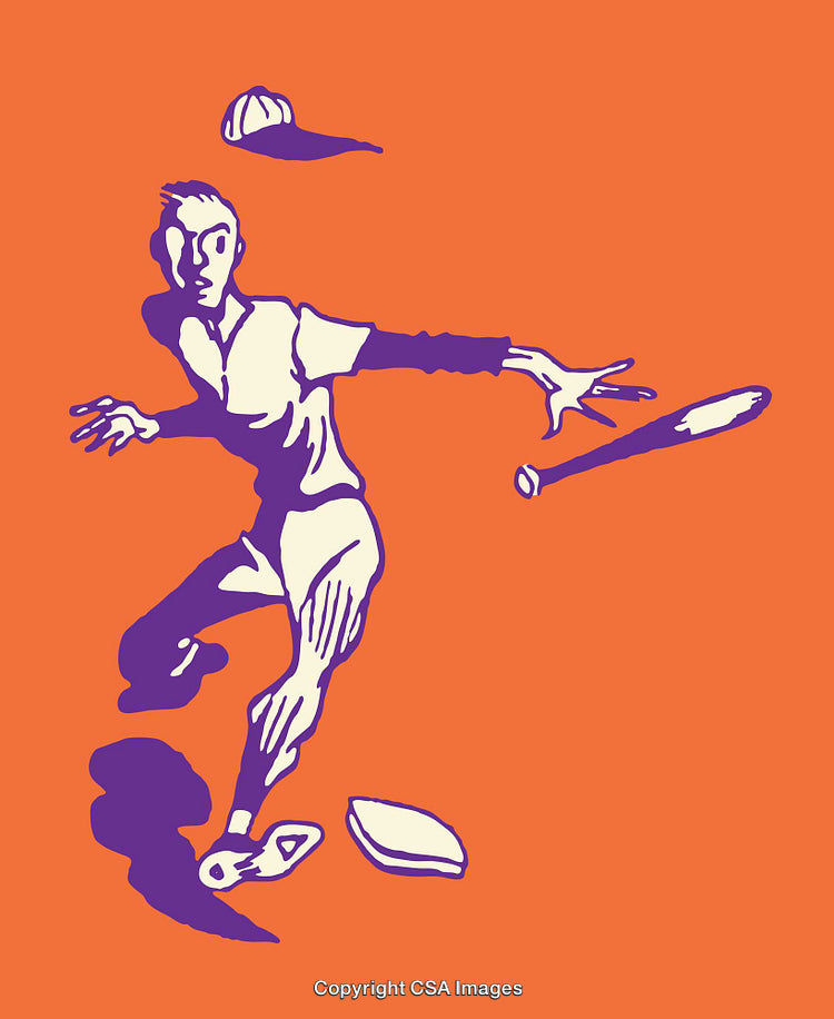 Colorful Illustration of a Baseball Player in Expressive Motion