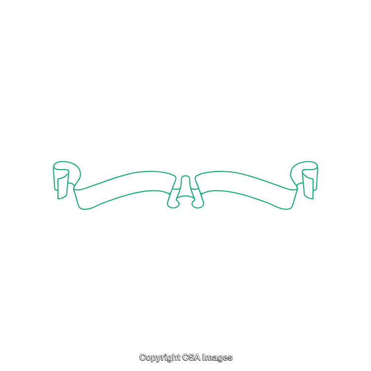 Elegant Decorative Green Ribbon Element on White Background