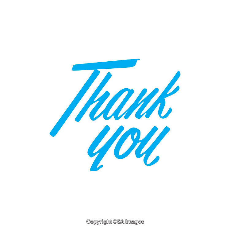 Minimalist Thank You Message in Blue Script Font on White Background