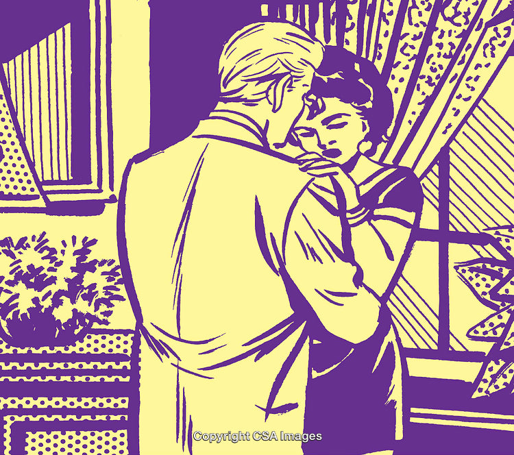 Vintage Illustration of an Emotional Scene Between Two Individuals